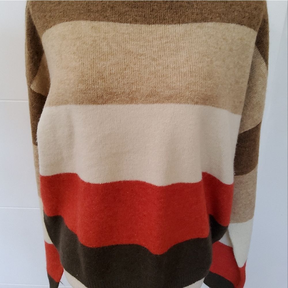 Olivaceous Color Block Wool Blend Knit Sweater Si… - image 2